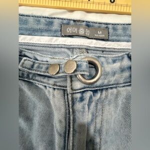 Korean Boutique Y2K Wide Leg Jeans Acid Wash High Rise Baggy Denim Size M
